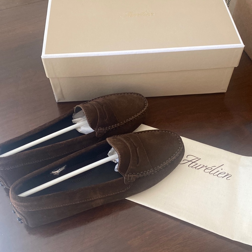 Aurelien driving shoes chocolate suede size 35